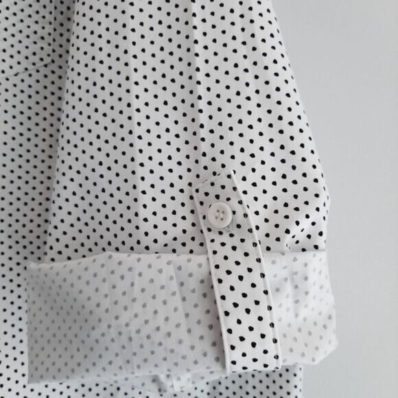 IN EVERY STORY Penningtons Utility Sleeve Button Down Shirt Polka Dot B&W Sz 1X - Picture 4 of 16
